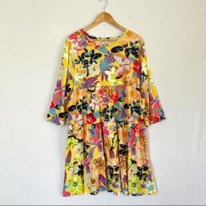 Loveudear Yellow Floral Wide Ruffle Dress Size 2X Cottagecore